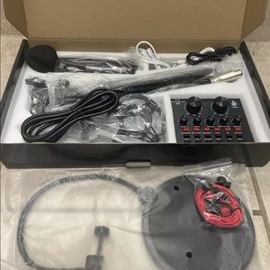 Condenser Microphone Bundle ALPOWL BM-800 Mic Kit W/ Live Sound Card Adjustable